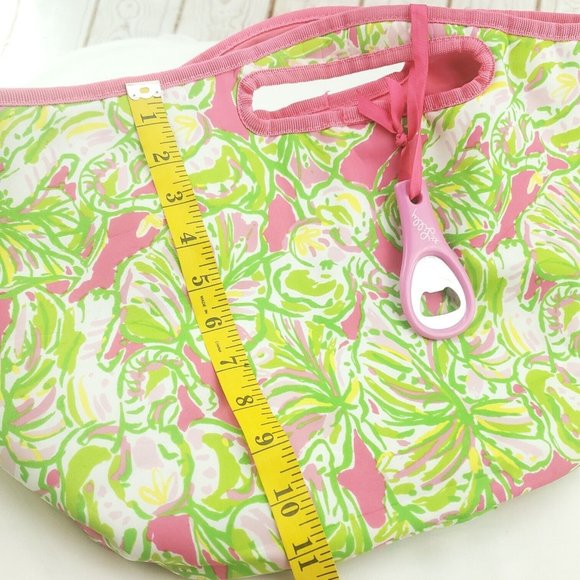 Lilly Pulitzer Pink Floral Bottle Opener Outer Pockets Bucket Style Tote… - Picture 10 of 14